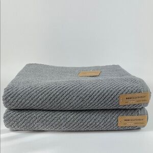 Ecoexistence Bath Towels eco-melange Textured Gray Cotton 30 x 56 Set of 2 NEW